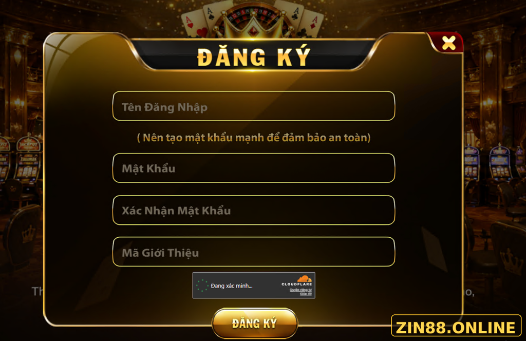Giao diện đăng ký Zin88 được gắn nhận diện zin88.online